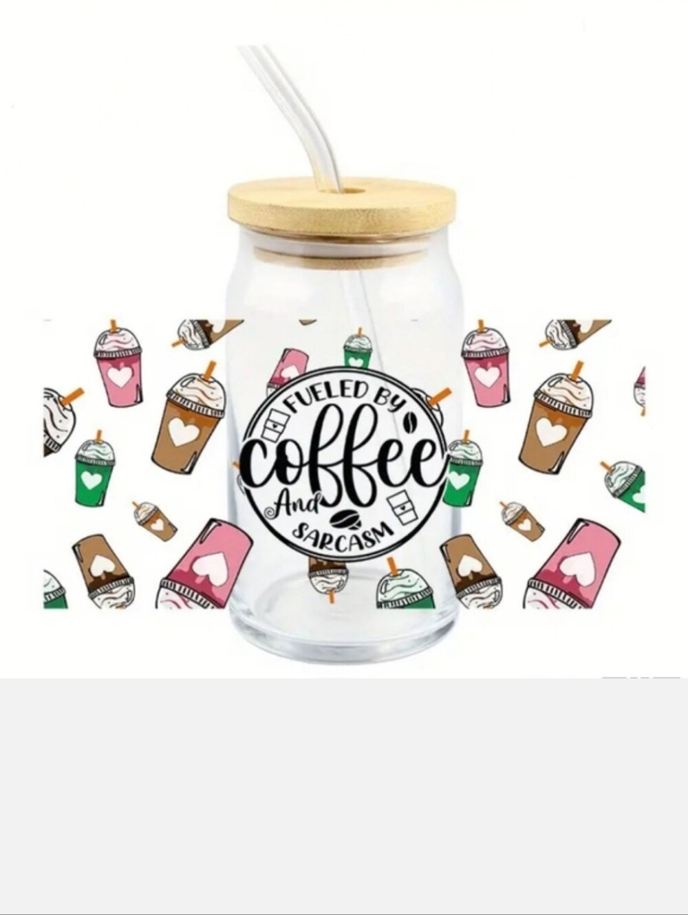 Fueled By Coffee And Sarcasm Drink Tumbler With Straw EUC